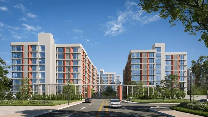 Artist's impression of a senior living community, shown for Serene Young @ Heart